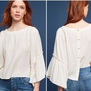 Anthropologie | Floreat Cream + Gold Stripe Top